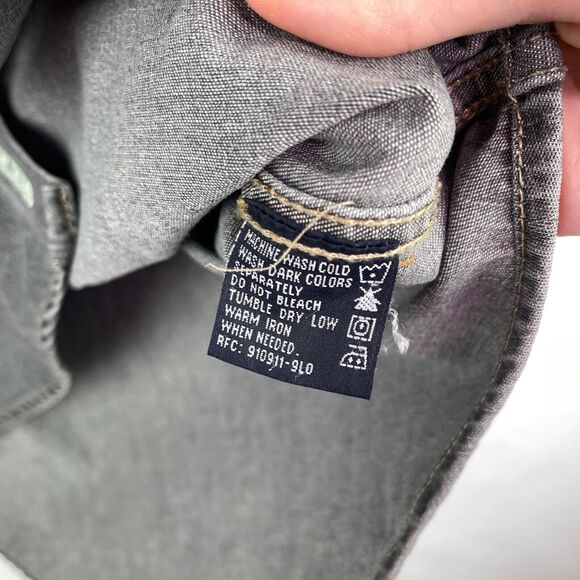 Bugle Boy Grey Denim Snap Button Down Collared Shirt 1990s Men's Sz M - Picture 7 of 9